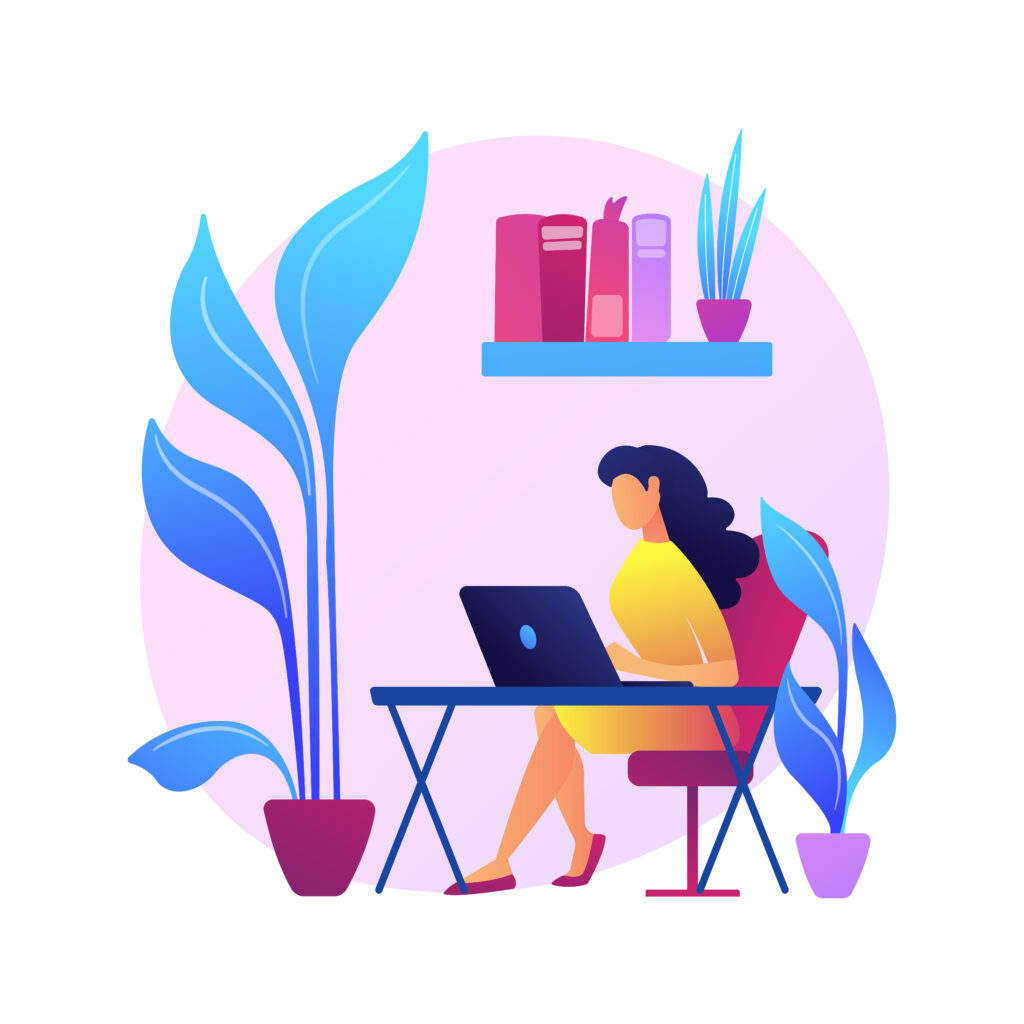 Biophilic design in workspace abstract concept vector illustration